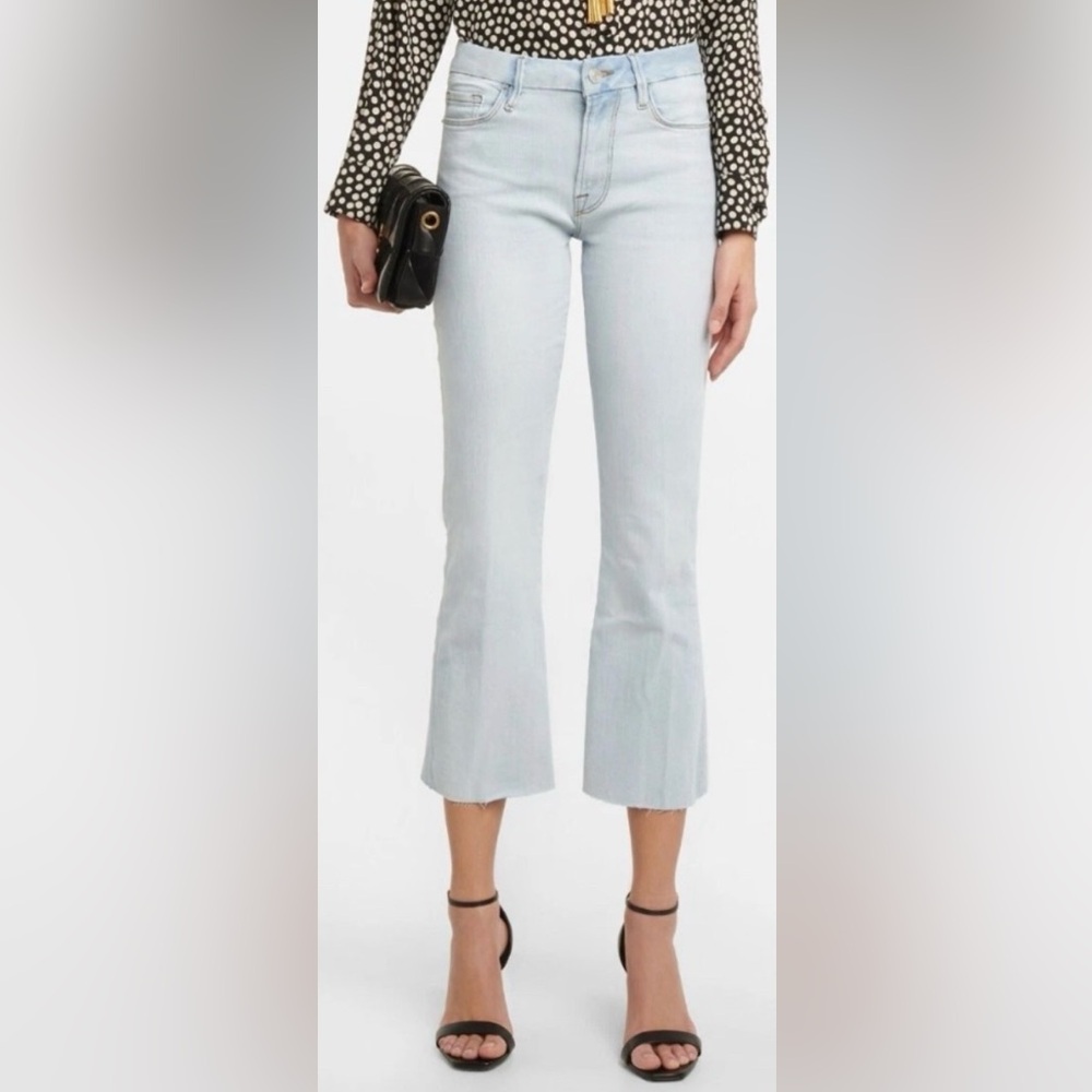 FRAME Le Crop Mini Boot Cut Raw Edge in   Division Blue.  Mid Rise Jeans Sz 23